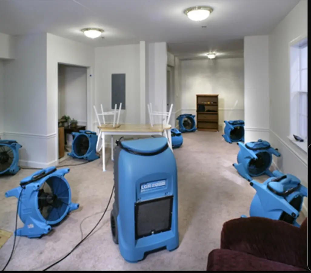 Air movers and dehumidifier setup for Water Extraction & Removal in Germantown